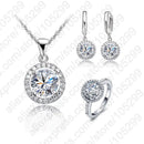 Exquisites Schmuckset für Damen Hochzeit Halskette Ohrringe Ring 925 Sterling Silber Zirkon Kristall Schmuckset