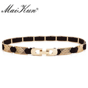Luxuriöse Metall-Elastik-Stoffgürtel für ein Kleid, High Fashion, geometrische Linien, Damengürtel, Punk Ceinture, eleganter Damengürtel