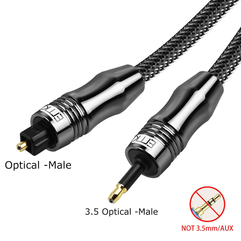 EMK Digital Sound Toslink to Mini Toslink Cable 3.5mm SPDIF Optical Cable 3.5 to Optical Audio Cable Adapter 1m 10m