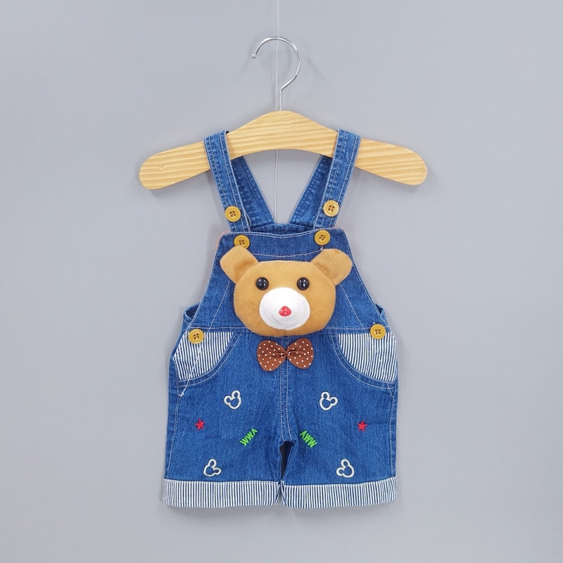 1 2 3T Baby Clothing Boys Girls Jeans Overalls Shorts Toddler Infant Denim Rompers Cute Cartoon Bebe Pants Summer Bib Clothes