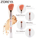 Zoreya Reise 3-in-1 Make-up Weicher Mehrzweck-Tragbarer Make-up-Pinsel Abgewinkelter Schwamm Augenbrauen Lidschatten Puder Schminkpinsel Kosmetik