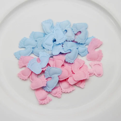 100Pcs Baby Shower Pink Blue Fabric Bibs Pacifiers Feeder Confetti Birthday Sprinkles For Boy/Girl Party Decorations Supplies