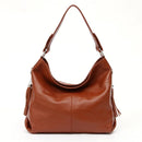 Zency Leather handbags Genuine For Women Fashion Tassel Hobo Bag Crossbody Plain Color Real Cowhide Leather Large Shopper Bag