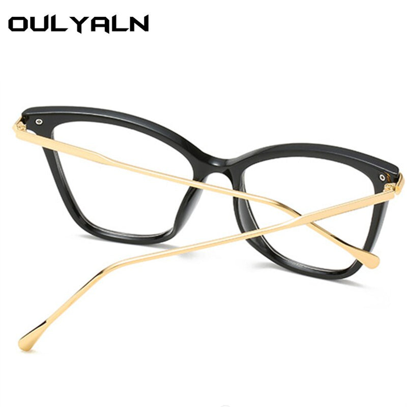 Oulylan 2022 Cat Eye Glasses Frames Women Fashion Myopia   Spectacles Frame Clear Lens Fake Glasses Men Vintage Optical Eyewear