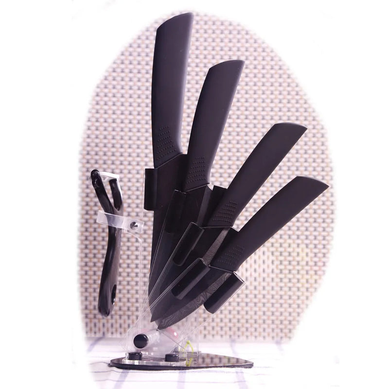 FINDKING Quality Ceramic kitchen knives black pattern blade with holder Peeler covers ceramic knife set kitchen knifes set best