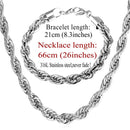 U7 Stainless Steel 9MM Twisted Rope Chain Necklace Set Wholesale Chain Necklace And Bracelet Men Jewelry Sets S840