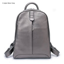 Women 100% Full Grain Genuine Cow Leather White Gray Beige Blue Yellow Black Backpacks Ladies Schoolbag Teenagers Cowhide Bag