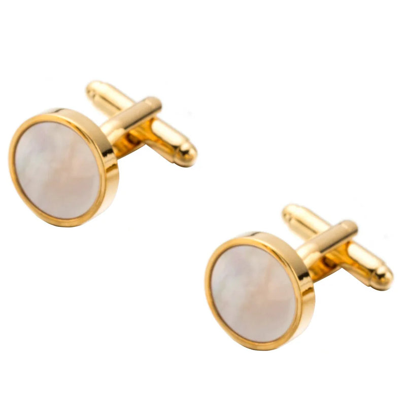VAGULA Classic Gold-Color Plated Mother Pearl Copper Men's Cuff link Luxury gift Party Wedding Suit Shirt Buttons Cufflinks 718