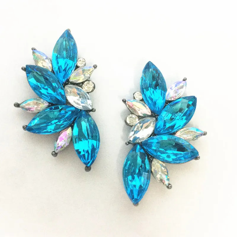 2018 Elegant Crystal Opal Stone Stud Earrings Christmas Party Earrings for Women Trendy Earrings 19 colors