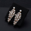 TREAZY Gold Color Bridal Drop Earrings Simulated Pearl Crystal Statement Earrings for Women Wedding Party Jewelry Gift