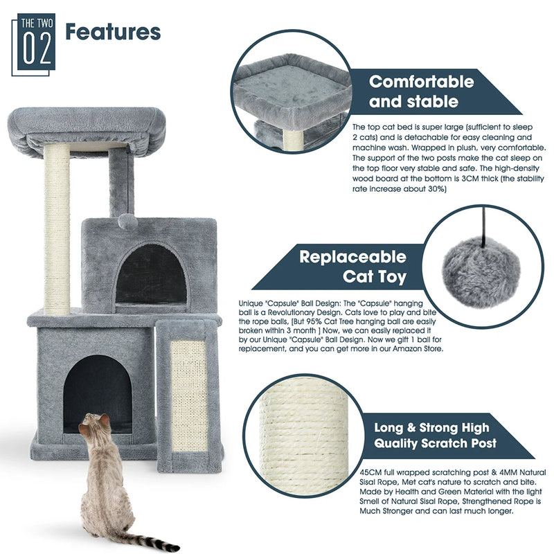 Domestic Delivery Cat House Luxury Cat Jumping Toy with Ladder Scratching Wood Climbing Tree Toys Cat Furniture
