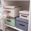 Cotton Linen Storage Box With Cap 2 Size Clothes Socks Toy Snacks Sundries Organizer Set Fabric Boxes Cosmetics Household