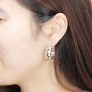 Three Color Stainless Titanium Steel Gold Wings Women Crystal Hoop Earrings for Wedding