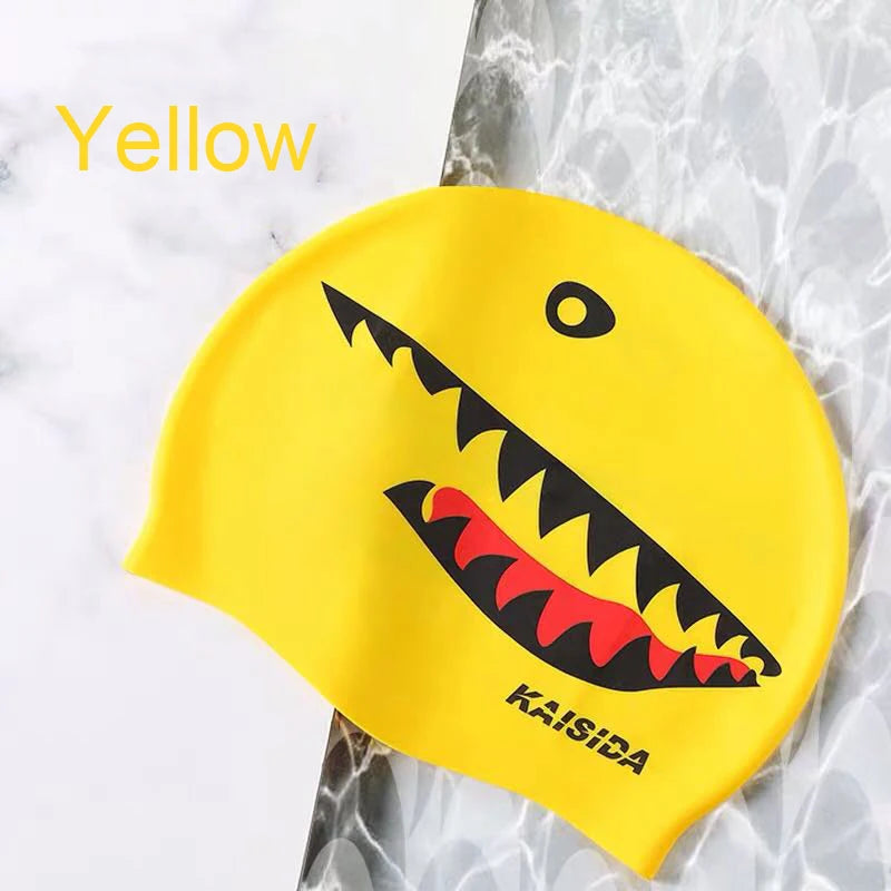 Trisass 2021 New Man's Swimming Cap Adult Elastic Shark Swimming Caps Waterproof Protect Ears Long Hair Soft Women Bathing Cap