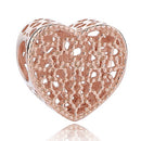 Fashion Rose Gold Tree Feather Heart Charms Beads Fit Original Bracelet Women 925 Sterling Silver Jewelry Accessories