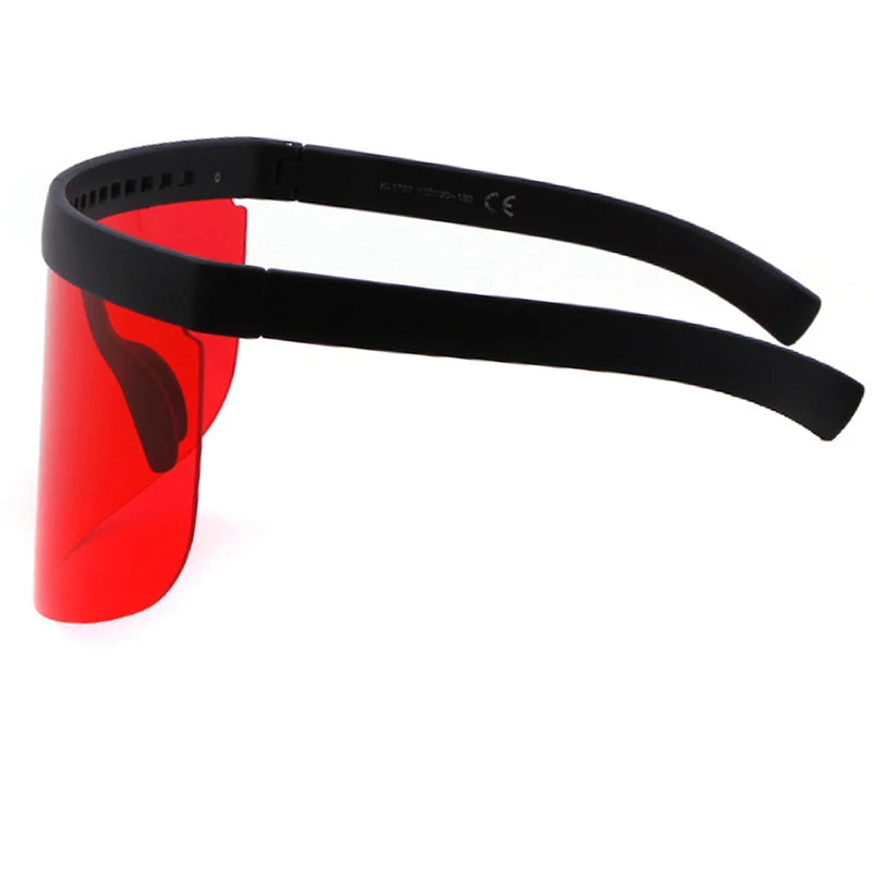 New Women Oversize Shield Visor Sunglasses Women Retro Windproof Glasses Men Shield Visor Flat Top Hood Eyeglasses