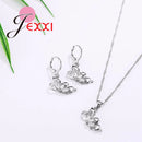 925 Sterling Silver Jewelry Sets for Women Wedding Necklace Pendant Hoop Earrings Elegant Cubic Zirconia Butterfly