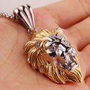 Cool Trendy Stainless Steel Silver Color Gold Color Black Tone Lion Head Pendant Necklace Mens Unisexs Box Chain24"Wholesale New