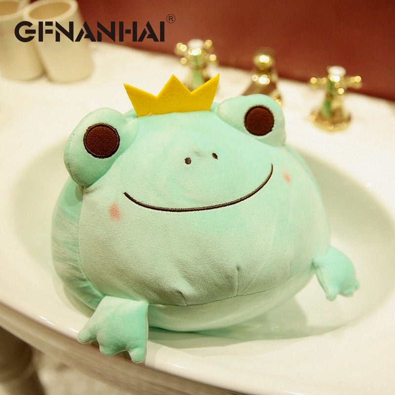 1pc 35cm cute the Crown Frog plush pillow stuffed down cotton kids toys kawaii smile frog dolls for children birthday gift