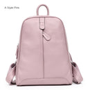 Women 100% Full Grain Genuine Cow Leather White Gray Beige Blue Yellow Black Backpacks Ladies Schoolbag Teenagers Cowhide Bag