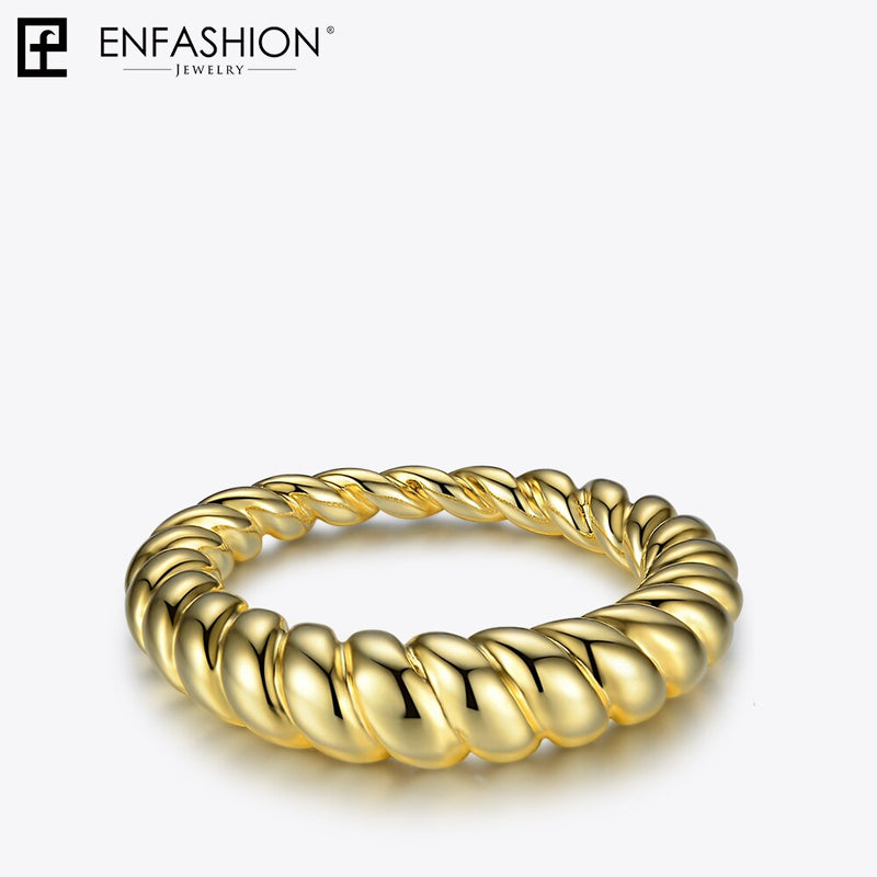 Enfashion Pure Form Twist Rings For Women Gifts Gold Color Brass Wave Men Ring Fashion Jewelry Bague Anillo Jewellery RF184005