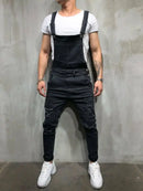 Imcute Men's Distressed Denim Carpenter Overalls Bib Jumpsuits Moto Biker Jean Pants