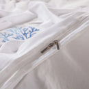 Bettwäsche-Set, blau bestickt, weiß, aus Premium ägyptischer Baumwolle, seidig weich, mit tiefer Matratzenhöhe, für Super/US King Queen
