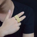 UWIN Personality Men Punk Biker Rings Hip Hop Cool Two Finger Stainless Steel Gold Ring Fashion Party Jewelry Size 9 Available