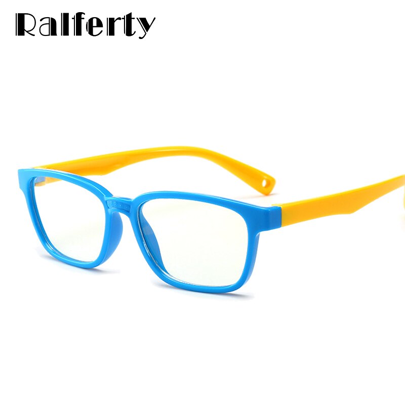 Ralferty Kids Square Glasses Anti-blue Blocking Computer Eyewear Frame Child Boy Girl TR90 Flexible Eyeglasses Frames A008