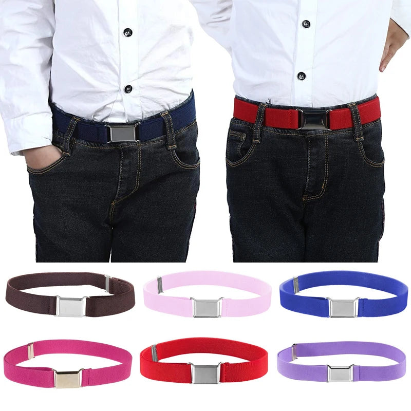 Adjustable Belt For Kids Children Stretch Elastic Canvas Waistband Boys Girls Easy Buckles Pants Trousers Strap Belts