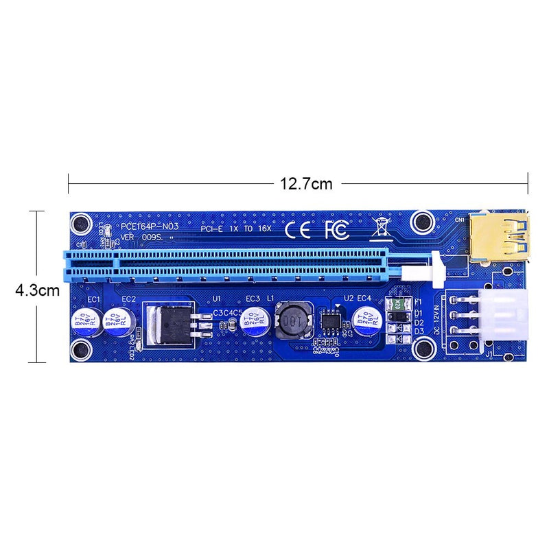 CHIPAL Golden VER009S PCI-E Riser Card 009S PCI Express PCIE 1X 16X Extender Converter 100CM 60CM USB 3.0 Cable 6Pin Power Cord