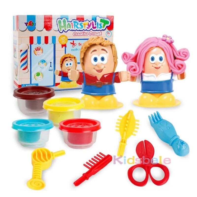 Kids Play Dough Creative 3D Educational Toys Modeling Clay Plasticine Tool Kit DIY Design Hairstylist Model Toys For Children