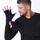 Fashion Winter Acrylic Wool Plus Plush Thick Jacquard Knit Warm Half Finger Mittens Men Full Finger Touch Screen Gloves C2