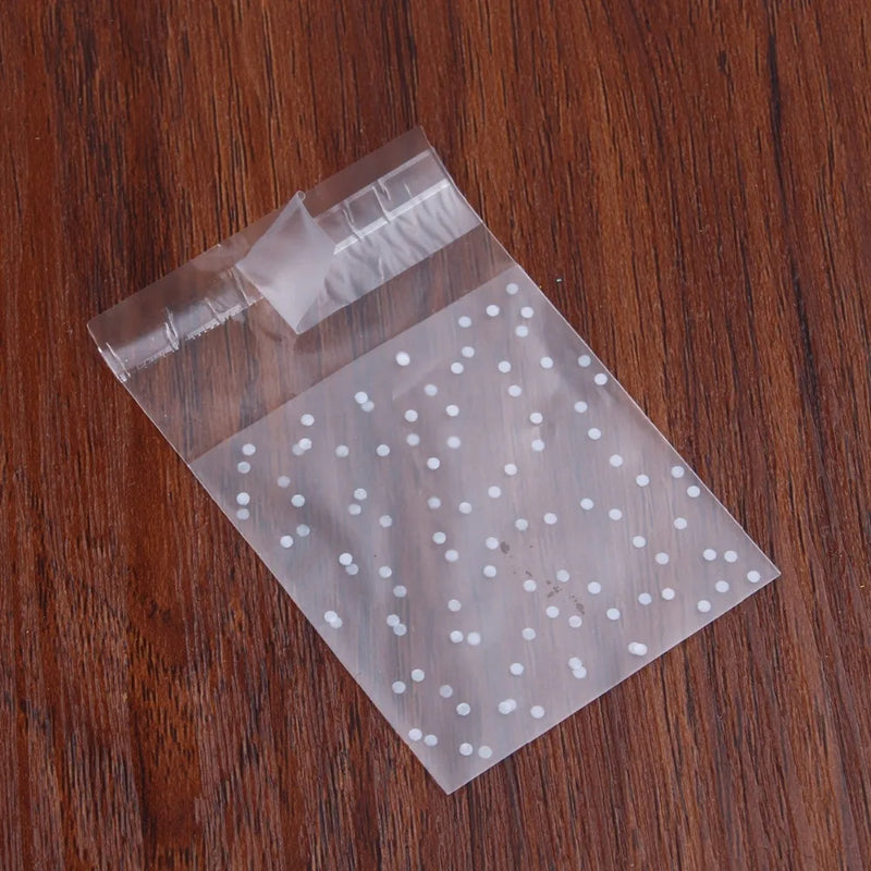 100pcs Transparent DIY Cellophane Polka Dot Candy Cookie Gift Bag with Self Adhesive For Wedding Birthday Party Christmas Decor