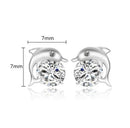 Cute Romantic Dolphin Love Stud Earrings For Women High Quality 925 Jewelry Stering Silver Round Cut AAA Zircon Brinco Bijoux