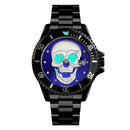 SKMEI Herren Quarz Totenkopf-Uhr Herren Edelstahl Skelett Kreativ Uhren Männlich Uhr Wasserdicht Armbanduhr Relogio Masculino