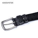 Men's Cowskin Belt Crocodile Pattern Luxury Designer Belts Men High Quality 100% Genuine Leather Ancient Silver Metal Buckle