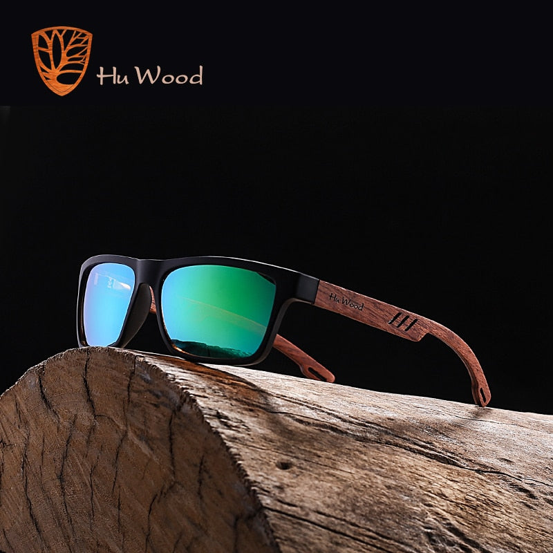 HU WOOD Brand Design Zebra Wood Sunglasses For Men Fashion Sport Color Gradient Sunglasses Driving Fishing Mirror Lenses GR8016