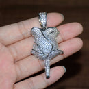 Rose Flower Necklace & Pendant Color Iced Cubic Zircon Men's Hip Hop Jewelry