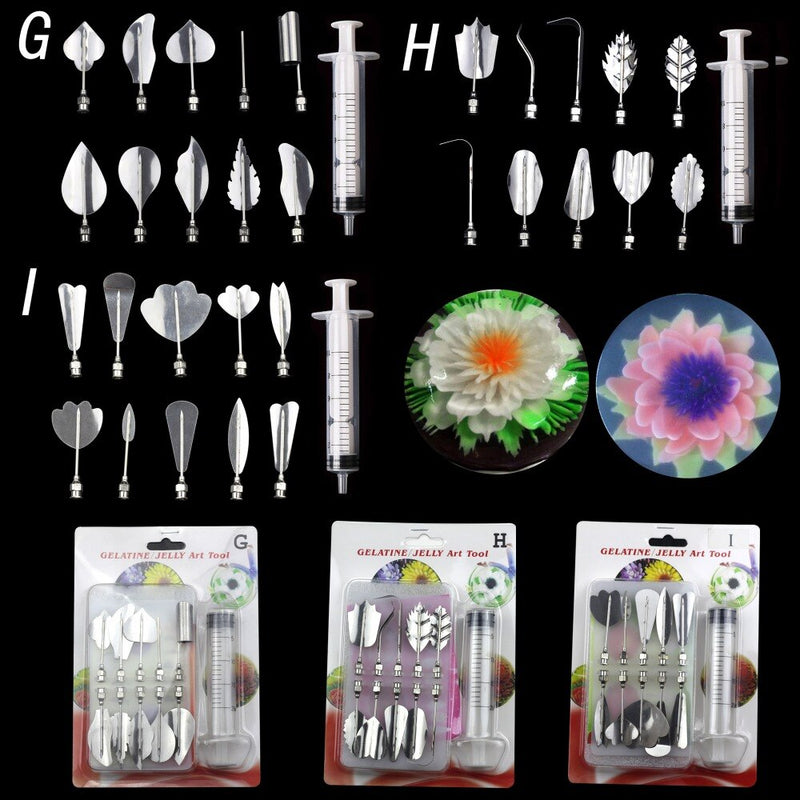 Baking Cake Tools 3D Gelatin Jelly Art Pudding Flowers Cake Decorating Tools Needle Tools Stainless Steel Nozzle Syringe Kit