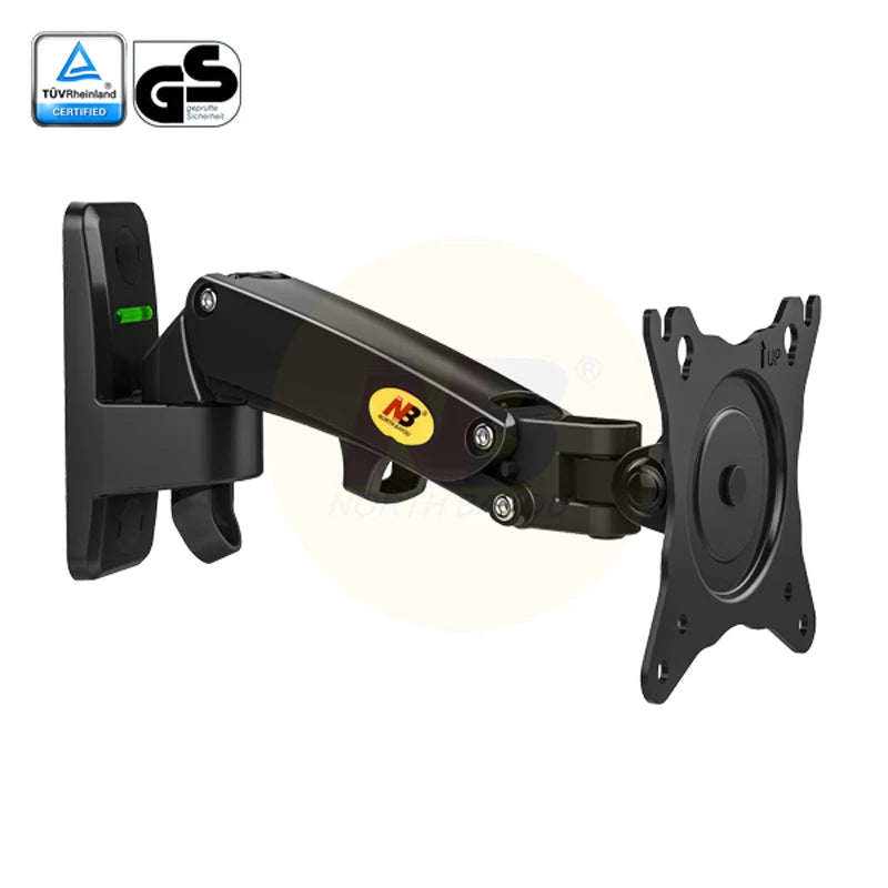 NB F120 17-27" Gas Spring Full Motion TV Wall Mount LCD Monitor Holder Aluminum Arm Bracket Silver Black