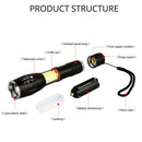 LED 8000 Lumen T6 Handheld Taktische Taschenlampe COB Laterne Magnetisch 6 Modi Wasserbeständig für Teleskop-Fokus Arbeitslicht