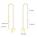 LUXUSTEEL Simple Tassel Linear Chain Long Drop Earrings Women Geometric Star Heart Hanging Ear Line Japan Korean Jewelry 2023