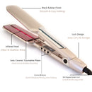2 In 1 Infrared Steam Hair Straightener Flat Iron 2 Inch Wide Tourmaline Ceramic Plate Dual Voltage Curling Hair Straightening