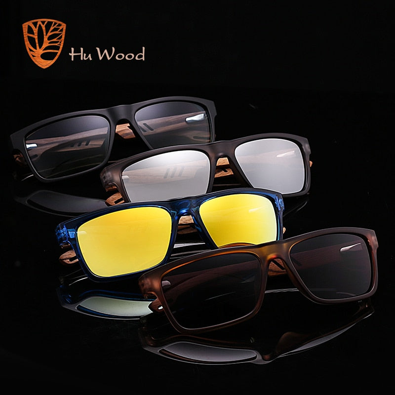 HU WOOD Brand Design Zebra Wood Sunglasses For Men Fashion Sport Color Gradient Sunglasses Driving Fishing Mirror Lenses GR8016