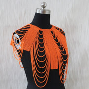 Dudo Fashion Bridal Jewelry Sets Acrylic Beads Shoulder Jewelry Orange / Red / Pink Long Necklace African Collar Style For Women