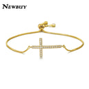 NEWBUY Classic AAA+ Cubic Zirconia Cross Charm Bracelets For Women Adjustable Copper Chain Bracelet & Bangle Dropship Jewelry