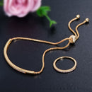 CWWZircons Simple Fashion Brand Ladies Jewelry Rose Gold Color Bar Cubic Zirconia Ring and Bracelet Sets for Women T332