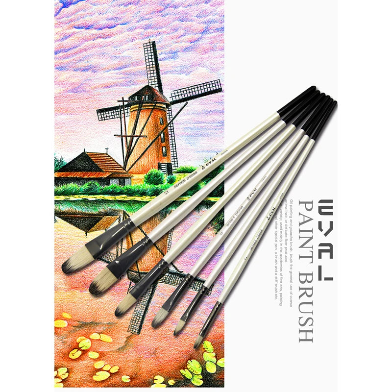 6 piece Brush Set pig bristle Art Painting Brush Oil Painting Brush Artist's Paintbrushes Watercolor Brushes Acrylic Paint Brush