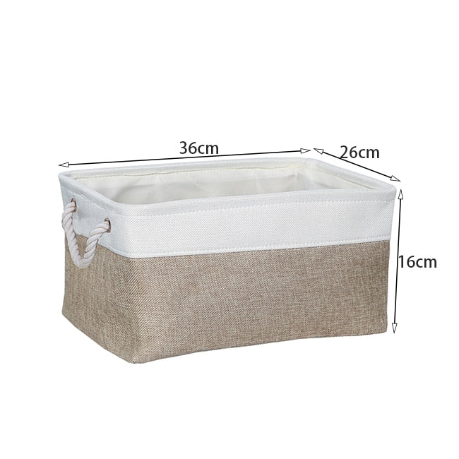 Cotton Linen Folding Storage Baskets Kids Toys Organizer Clothes and Sundries Storage Box Cabinet Storage Bag Laundry Basket